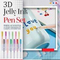 6pcs 3D Jelly Pens Set Bright Color Art Marker Pen 1.0mm Bold Point for Handwriting Drawing Paint DIY School A6291