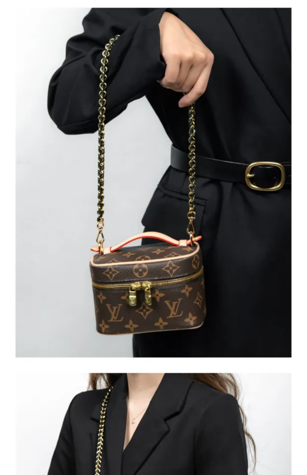 suitable for LV nice nano mini liner bag cosmetic bag transformation chain  strap one shoulder Messenger discoloration leather shoulder strap