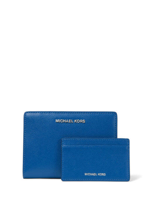 Trusted Malaysia Seller] Original Michael Kors Medium Crossgrain Leather  Slim Wallet - Blue | Lazada