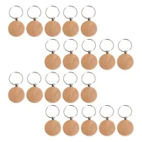 40 Pcs Blank Wooden Keychain Personalized Round Engraving Key Diy Wood Keychains Key Tags Can Engrave Diy Gifts