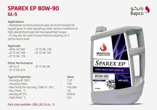 Dầu nhớt bapco sparex ep 80w-90 gl-5 4l - ảnh sản phẩm 2