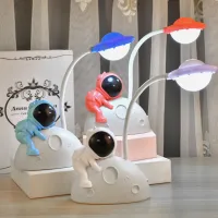 Creative Astronaut Moon Night Light Children USB Rechargeable LED Spaceman Baby Kid Bedroom Bedside Table Desk Lamp Gift