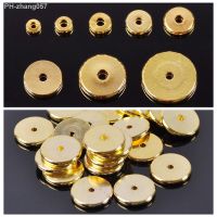 Solid Brass Metal Gold Color Flat Round Shape 4mm 6mm 8mm 10mm 12mm 14mm Loose Spacer Beads Lot for Jewelry Making DIY Findings