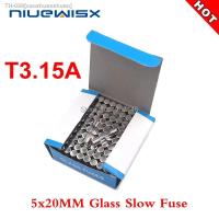 ﹊▬▦ 100pcs/Box 5x20mm 3.15A 250V slow fuse 5x20 T3.15A 3150MA 250V Glass Fuse 5mmx20mm New and original