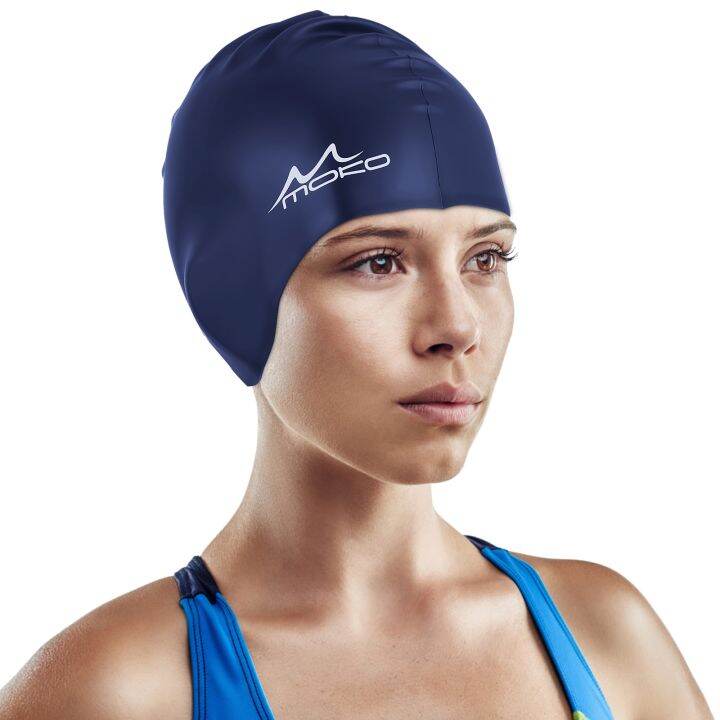 Moko S High Elastic Swimming Caps Men Women Waterproof Swimming Pool Cap Protect Ears Long Hair