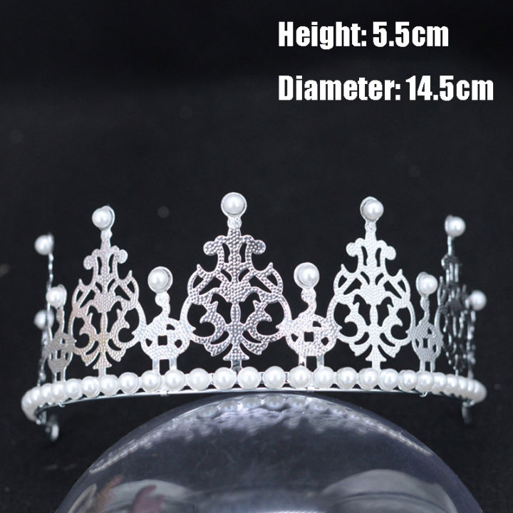 cake-decoration-crown-half-crown-tiara-half-crown-hair-clip-pearl-crown-cake-topper-korean-iron-sheet-crown