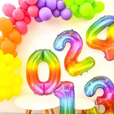 Holiday Kids Birthday Party Decoration Balloon40 Inch 0-9 Number Aluminum Foil Helium Balloon Happy Birthday