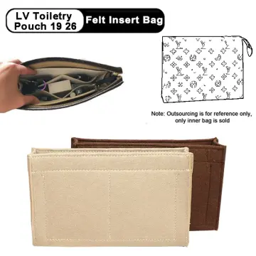  Purse Organizer Insert, Felt Bag organizer with Cross Body  Metal Strap For LV Toiletry Pouch 26 19 (Toiletry Pouch 26, Brown) :  Clothing, Shoes & Jewelry