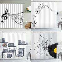 Music Shower Curtain Color Musical Instruments Note Rhythm Song Waterproof Bathroom Hanging Partition Cloth Curtains With Hook