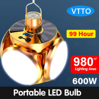 VTTO 600วัตต์พลังงานแสงอาทิตย์ LED เต็นท์โคมไฟ USB ชาร์จหลอดไฟสำหรับโคมไฟแบบพกพากลางแจ้งไฟฉุกเฉินสำหรับบาร์บีคิวเดินป่า