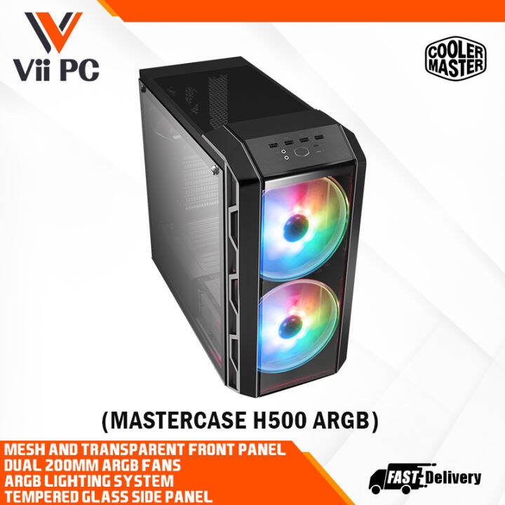 Cooler Master MasterCase H500 ARGB EATX Case, Dual 200mm ARGB Fans, Interchangeable Mesh and