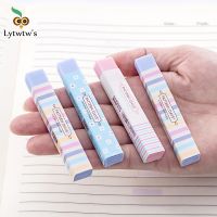 4 Pieces Cute Candy Color Striped Soft Pencil Erasers For Kids Rubber Toy Kawaii Stationery School Office Supply Creative