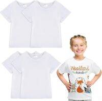 Neupy 4 Pieces Sublimation Blank White T-Shirt Polyester Blank Short Sleeve T-Shirt for Children