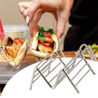 สแตนเลสรูปตัว V Taco Holder ม้วนข้าวโพดปอเปี๊ยะ Taco Stand Home ชั้นวางอาหารแพนเค้ก