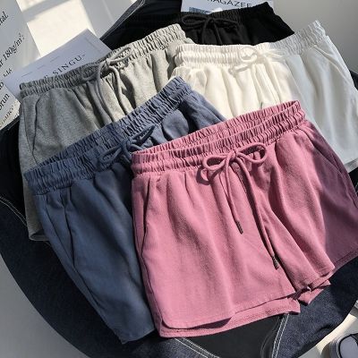 Cotton shorts womens 2022 new summer thin style outer wear mid-waist a-line wide-legged thin loose casual shorts女短裤