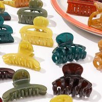 4.3cm Jelly Color Mini Hair Claws Crab Hair Clips Women Acrylic Geometric Hollow Hair Clips Clamps High tail Holder Hairpins