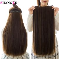 SHANGKE Synthetic 5 clips/piece Natural Silky straight Hair Extention 24 quot;inches Clip in women pieces Long Fake synthetic Hair