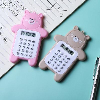 2PCS Counter With Silicone Pressing Buttons Bear Shape Easy To Carry Cute Creative Hangable For School Students Calculator Calculators