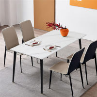 WISFOR 120x70x76cm โต๊ะลายหินอ่อน โต๊ะอาหารหินชนวน Modern Dining Table ทรงสี่เหลี่ยม โต๊ะทานข้าว