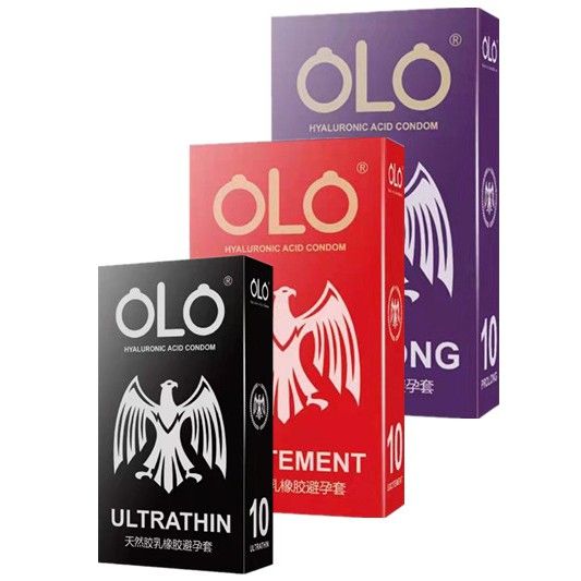 ของแท้-olo-อินทรี-ถุงยางอนามัยแบบบางพิเศษเพียง-0-01-มิล-ยี่ห้อolo-1กล่องมี10ชิ้น-purple-ราคาถูก-ส่ง