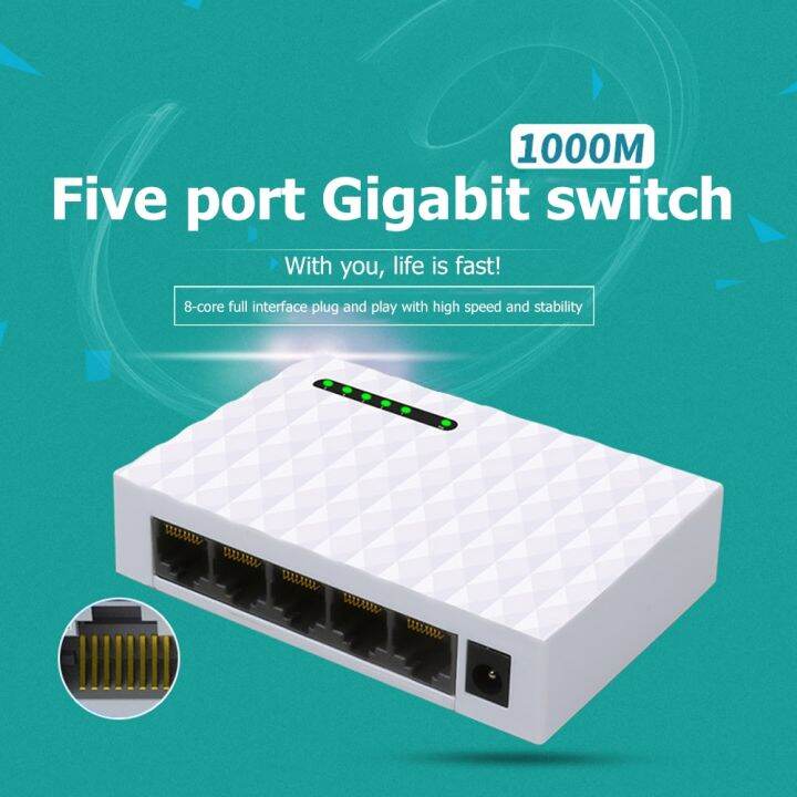 【Ready】 10/100/1000Mbps 5 Port EU US PLUG Desktop Gigabit Network