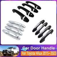 ฝาครอบมือจับประตูรถสำหรับ Toyota Hilux AN110 AN120 AN130 2016 ~ 2023 Scratch Chromium จัดแต่งทรงผมชิ้นส่วนภายนอกรถอุปกรณ์เสริม