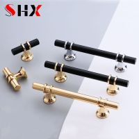 Modern Zinc Alloy Black Gold Door Handles Kitchen Cabinet Handles Solid Drawer Knobs Fashion Furniture Handle Hardware Door Hardware Locks