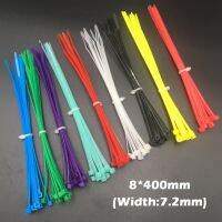 100pcs 8x400 8*400mm (7.6mm Width) Black White Red Nylon66 Network Electric Wire String Zip Fastener Self-Locking Cable Tie Cable Management