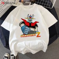 เสื้อยืดเสื้อเชิ้ต Mazinger Z เสื้อยืดคู่สีขาวผู้ชายฮาราจูกุสบายๆกรันจ์เสื้อยืดผู้หญิงแฟชั่นสีขาวเสื้อเชิ้ตพลัสไซส์