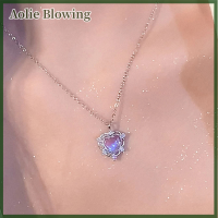 Aolie สร้อยคอจี้ Y2K สำหรับผู้หญิงสร้อยคอห่วงโซ่หัวใจ zircon Punk clavicle Choker