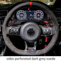 CARDAK Custom Suede Car Steering Wheel Cover for Volkswagen VW Golf 7 GTI Golf R MK7 VW Polo GTI Scirocco 2015 2016