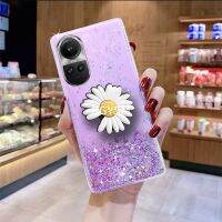 เคสสมาร์ทโฟน Reno10 OPPO Pro Reno 10 Reno10 Pro + 5G Bling Glitterg Star Space โปร่งใส TPU Softcase พร้อมที่วางโทรศัพท์ดอกไม้สำหรับ RENO10PRO + ปกหลัง