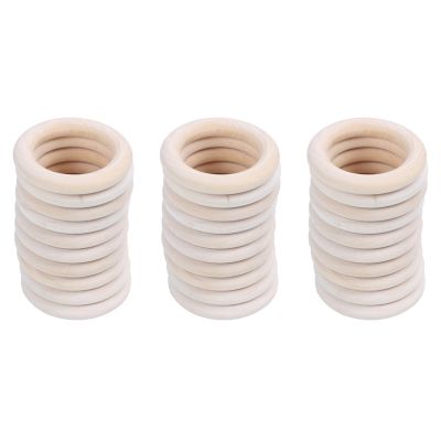 3X Natural Wooden Rings, Diameter 50mm