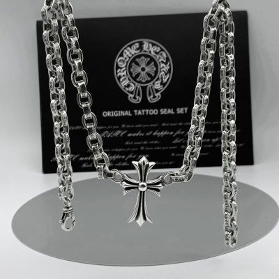 [COD]925 sterling silver punk male character of clavicle chain letters cross necklace restoring ancient ways is thi925 สร้อยกระดูกไหปลาร้าแฟชั่นผู้ชายสไตล์พังก์เงินแท้ สร้อยคอตัวอักษรวินเทจครอสโซ่หนาและสั้น