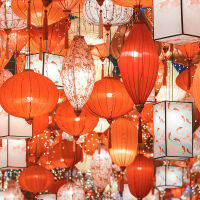 R Chinese Lantern Traditional Japanese Vietnam Silk Lantern Balcony Outdoor Party Spring Festival New Year Hanging Lanterns