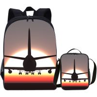 【LZ】☏  Avião Mochila Meninos Meninas Mochila Escolar com Lunch Box Crianças Viagem Schoolbags e Cooler Bag Suit Escola Temporada