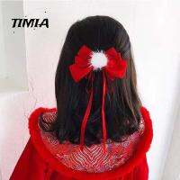 TIMIA สาวๆ Hanfu ค่ะ ด้ามจับขนกำมะหยี่ ที่หนีบผมพู่ ผ้าโพกศีรษะ อุปกรณ์เสริมผม ห่วงผมโบว์ กิ๊บติดผมตรุษจีน คลิปผมจีนสำหรับเด็ก เชือกมัดผม