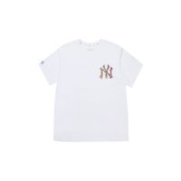 MLB  NY เสื้อยืดคอกลมสำหรับผู้ชายและผู้หญิงพิมพ์ผ้าฝ้าย 100% ฤดูร้อนเรียบง่ายสบาย ๆ สินค้าใหม่