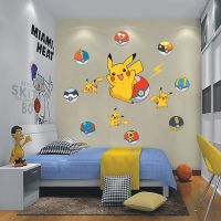 hotx【DT】 Anime Figure Pikachu Wall Stickers Decoration Wallpaper for Kids Room Birthday Gifts