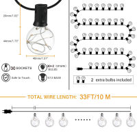 10เมตร30LEDS G40 Led RGB แสงสตริงที่มีระยะไกลลวดทองแดง LED แตกหลอดไฟกันน้ำพวงมาลัยสตริงสำหรับลานคริสต์มาส