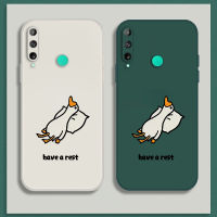 เคส Huawei P40 lite E Case เคสการ์ตูนน่ารักเป็ดเคสซิลิโคนเหลว Flocking ฝาครอบโทรศัพท์ป้องกัน เคสโทรศัพท์