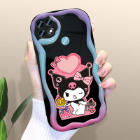 Kingsons เคสสำหรับ OPPO A12 A12E A12S A15 A1 5G A15S A16 A16S A17 A17K การ์ตูน Kuromi เคสโทรศัพท์น้ำมันครีมเคสพื้นขอบคลื่นเคสซิลิโคนนิ่มเคสป้องกัน