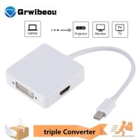 GRWIBEOU 3 In 1 Mini DP Ke HDMI VGA DVI Converter Mini Display Port Ke HDMI DVI VGA Adapter Kabel untuk MacBook Lenovo Microsoft