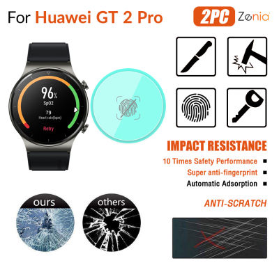 Zenia 2PCS HDแบบเต็มหน้าจอขอบโค้งเต็มรูปแบบป้องกันฟิล์มสำหรับ Huawei Watch GT 2 GT2 Pro 46มม. สมาร์ทนาฬิกาHD 9H Super Anti-ลายนิ้วมือป้องกันการระเบิดป้องกันฟิล์มประสิทธิภาพการดูดซับอัตโนมัติ