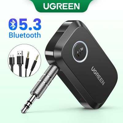 Ugreen อะแดปเตอร์รับสัญญาณบลูทูธ 3.5 มม. แจ็ค AUX สําหรับลําโพงรถยนต์ ตัวรับสัญญาณเพลง แฮนด์ฟรี บลูทูธ 5.3