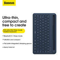 BASEUS 5.1บลูทูธ K02แบบ3โหมดแป้นพิมพ์ไร้สาย78-คีย์1000MAh แป้นพิมพ์ไร้สายทนน้ำมันและทนต่อการสึกหรอสำหรับแท็บเล็ต