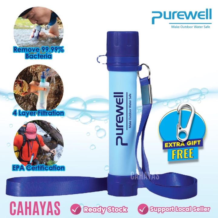 Free Gift Strap] Purewell Portable Water Filter - Hiking Camping Outdoor  Water Filter Emergency Survival Tools