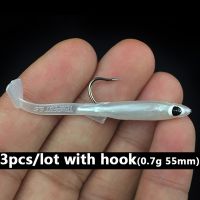 3pcs/log Fishing Soft bait with hook Eel cub lifelike Silicone Bass lure 3D Eyes Jerkbaits Swimbaits Pesca tackle Accessories Accessories