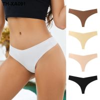 European and American T-shaped ice silk sports seamless underwear pure cotton crotch low waist yoga fitness T-shaped large size underwear women