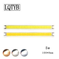 2pcs High power COB light board LED light bar 10cm100x8mm 12V 5W cold and warm white light table lamp work light source